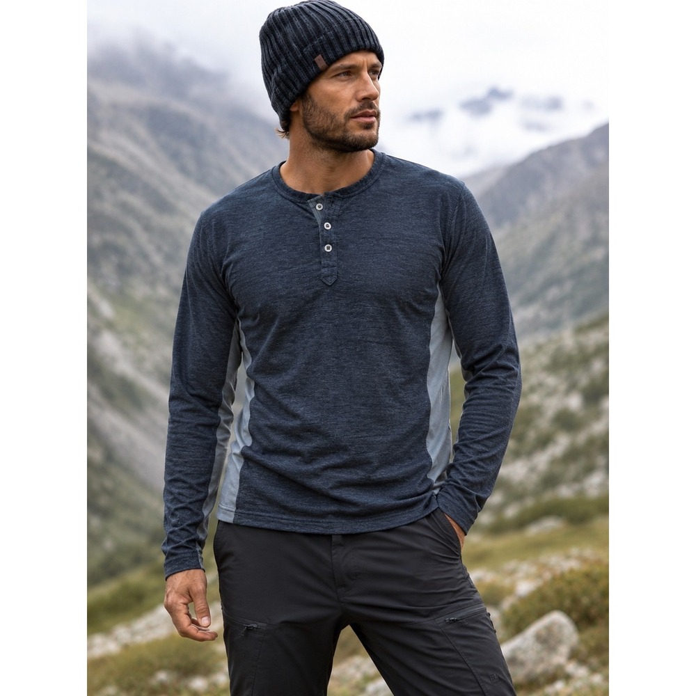 Kuhl Konflikt Henley Shirt Mens 2XL XXL Gray Waffle Thermal Long Sleeve Outdoor